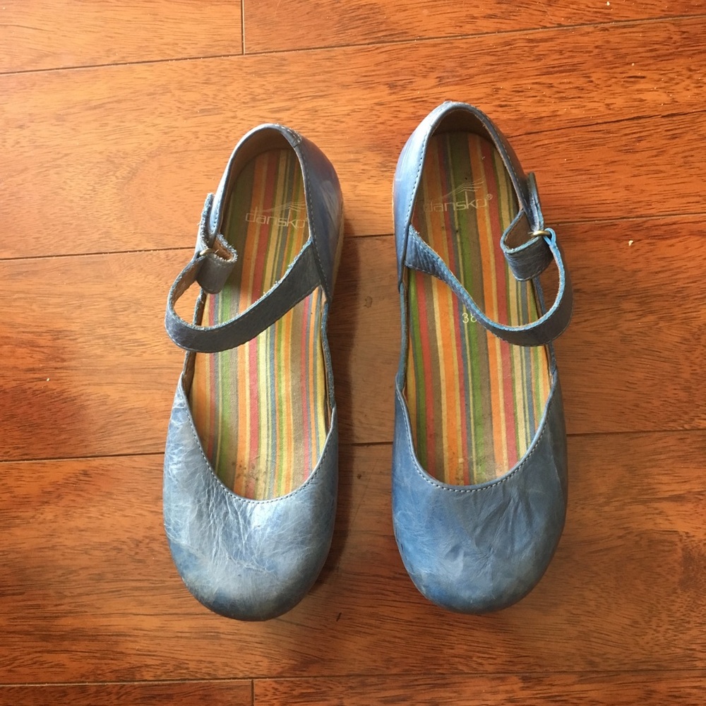 Dansko Mary Jane Clogs, Blue Sz 38
